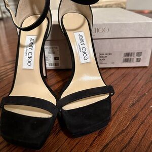 Jimmy Choo - . Size 6.5 suede Black- worn once PERFECT condition